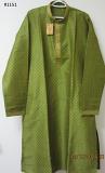 Party Wear Green Dobby Men Kurta Pajama Set Large 42 Size #4581151